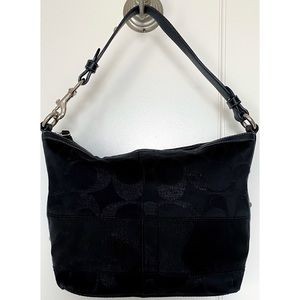 Coach Signature Stripe Studded Lurex Shoulder Bag